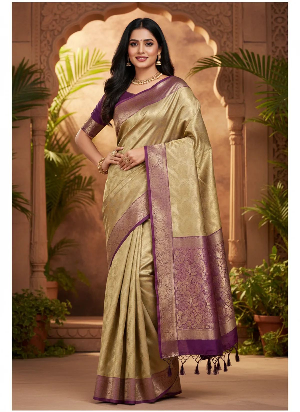 Magenta Tissue Silk Sarees Online Authentic Banarasi Collection
